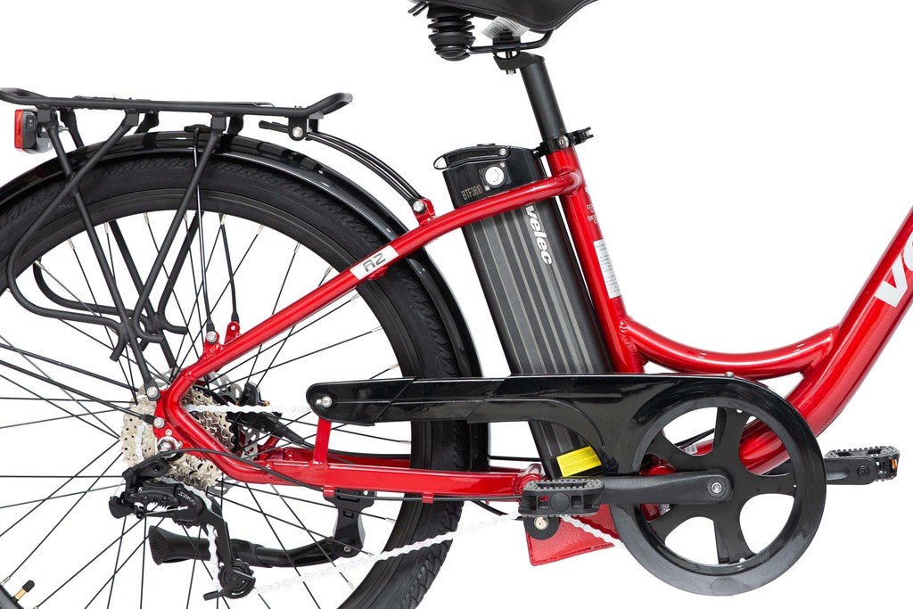 Velec A2 2023 red e-bike with 350W rear-wheel motor