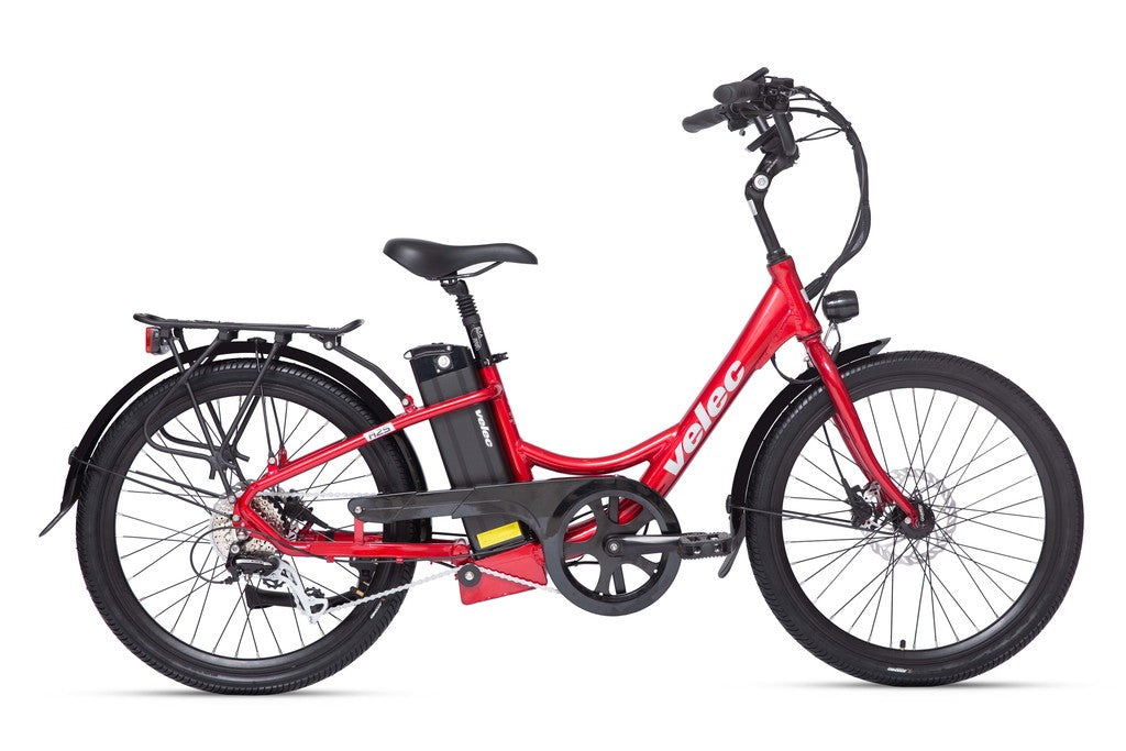 Velec A2S 2023 red e-bike with 350W rear-wheel motor