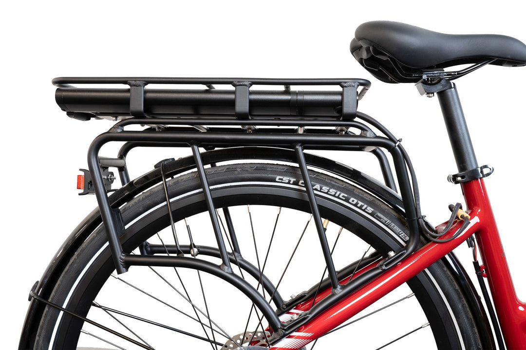 Velec Citi 350 Step Over 2023 red e-bike with 350W rear-wheel motor