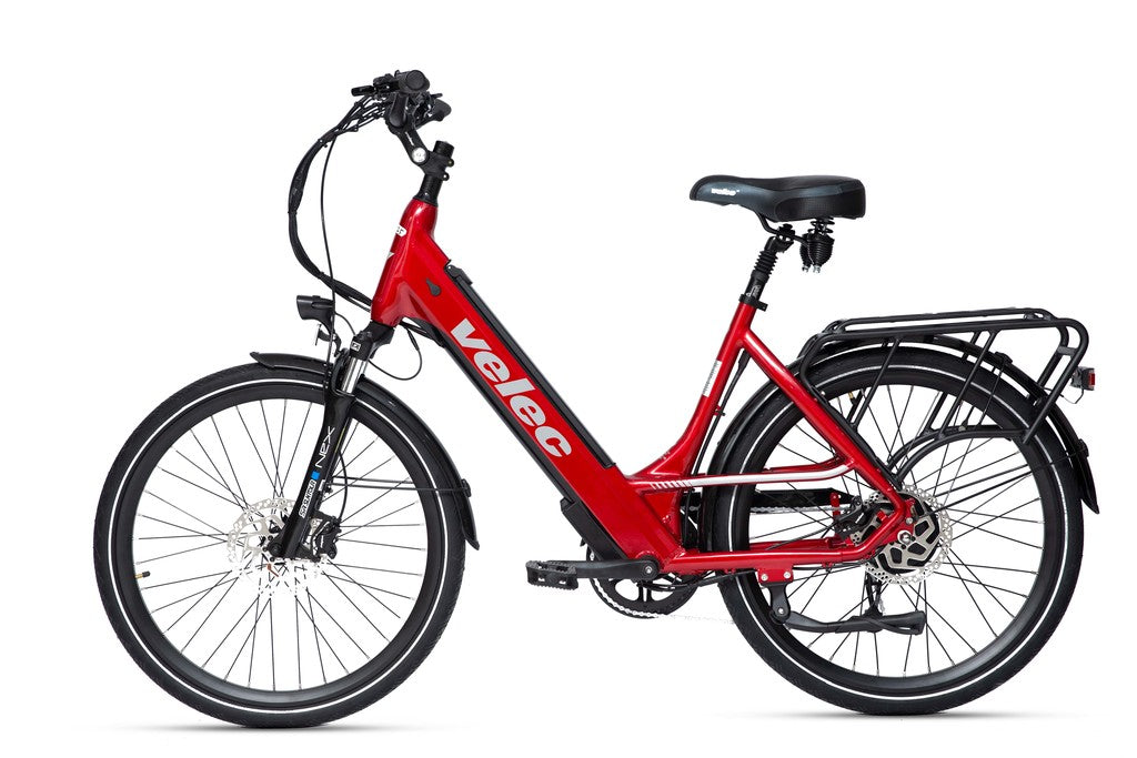 Velec R48 2023 red e-bike with 500W rear-wheel motor