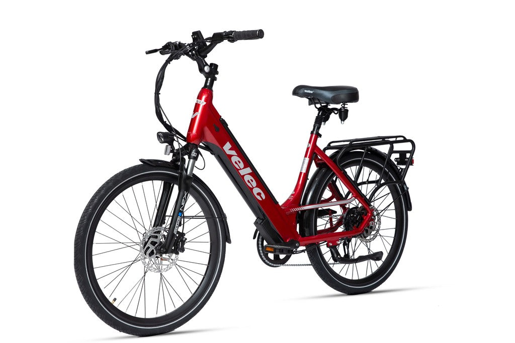 Velec R48 2023 red e-bike with 500W rear-wheel motor