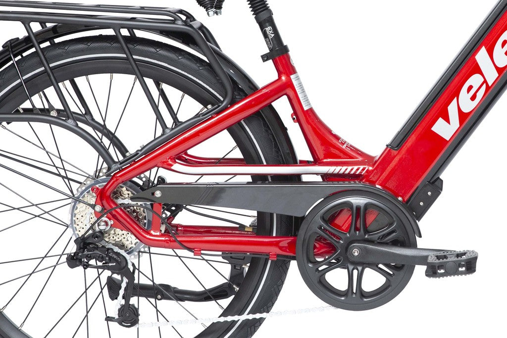 Velec R48 2023 red e-bike with 500W rear-wheel motor