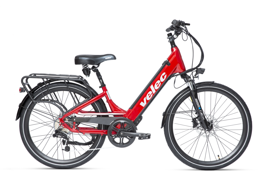 Velec R48 2023 red e-bike with 500W rear-wheel motor