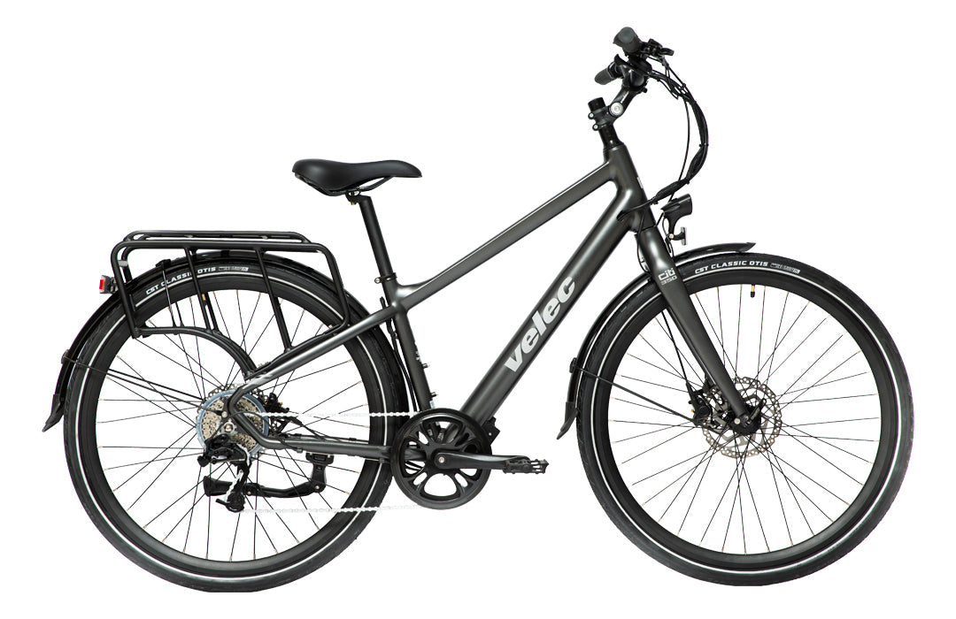 Velec Citi 350 Step Over 2023 titanium e-bike with 350W rear-wheel motor